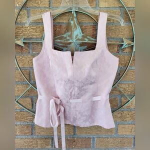 Vtg Noviello Bloom Baby Pink Floral Burnout Bustier Top Size 4 Square Neck